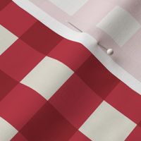 1" Gingham Plaid Check {Watermelon Red and Alabaster} 