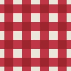 1" Gingham Plaid Check {Watermelon Red and Alabaster} 