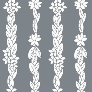 Gray   White Floral Stripe