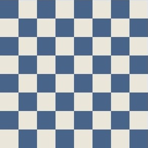 1" Checkerboard Plaid Check {Federal Blue and Alabaster} 