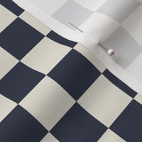 1" Checkerboard Plaid Check {Mood Indigo and Alabaster} 