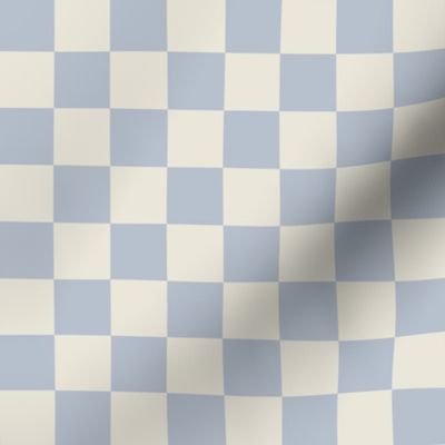 1" Checkerboard Plaid Check {Pastel Blue and Alabaster} 
