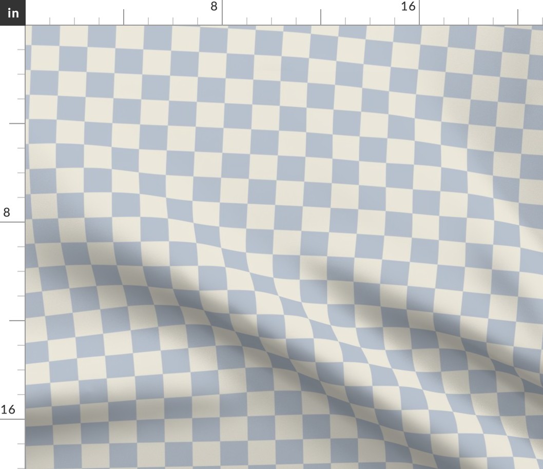 1" Checkerboard Plaid Check {Pastel Blue and Alabaster} 