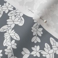 Gray & White Floral &  Bird Motif 