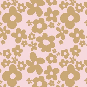 Groovy Abstract Floral - Soft Pink & Brown