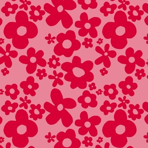 Groovy Abstract Floral - Pink & Red