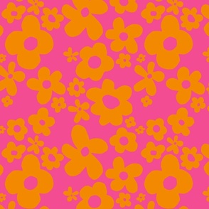 Groovy Abstract Floral - Pink & Orange