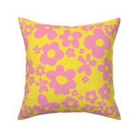 Groovy Abstract Floral - Sherbert Yellow & Pink