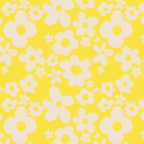 Groovy Abstract Floral - Lemon Yellow