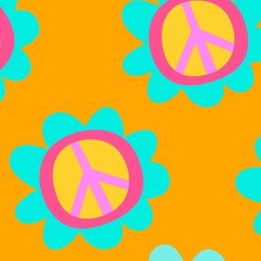 Flower Power Colorful Peace Symbol Pattern