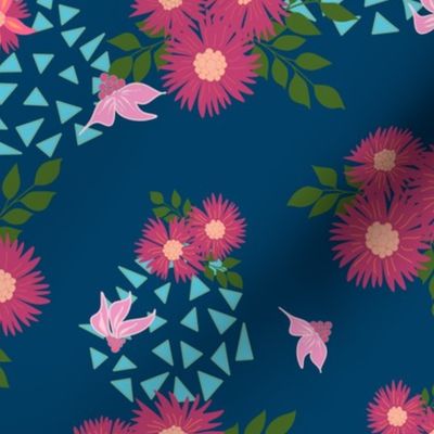 Wildflower Bouquet on Navy(Large)