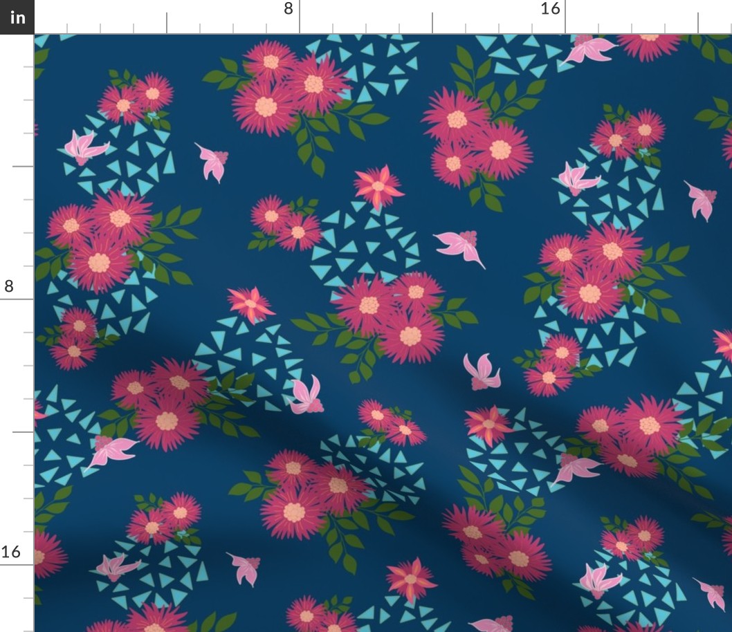 Wildflower Bouquet on Navy(Large)