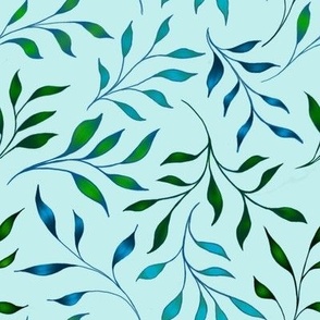 Spring Leaves on Aqua