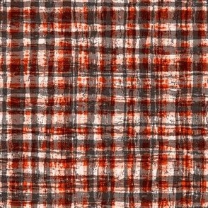Black and White and Bold Coral Orange Red Hemp Rope Texture Plaid Squares Black 000000 White FFFFFF and Bold Coral FF4000 Bold Modern Abstract Geometric