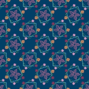 Frame of Flowers on Navy(Small)