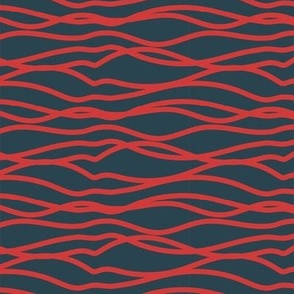 Bright Orange-Red Wavy Stripes in a Sea of Deep Blue