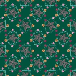 Frame of Flowers on Deep Green(Small)