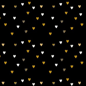 Gold hearts on black