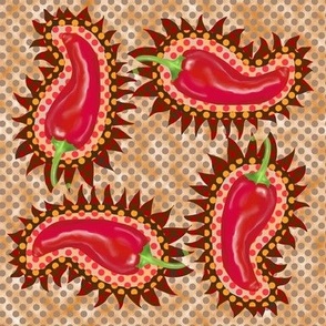  Red Hot Chili Pepper Paisley on Gray