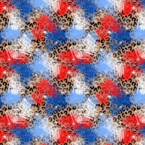 Medium Scale - Red White Blue Leopard Toss 