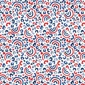 Medium Scale - Fourth of July Leopard Rainbow on White 