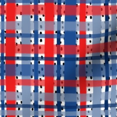 Medium Scale - Fourth of July Patriotic Painted Dot Plaid