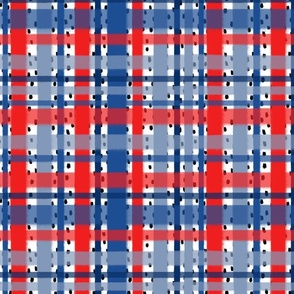 Large Scale - Fourth of July Patriotic Painted Dot Plaid