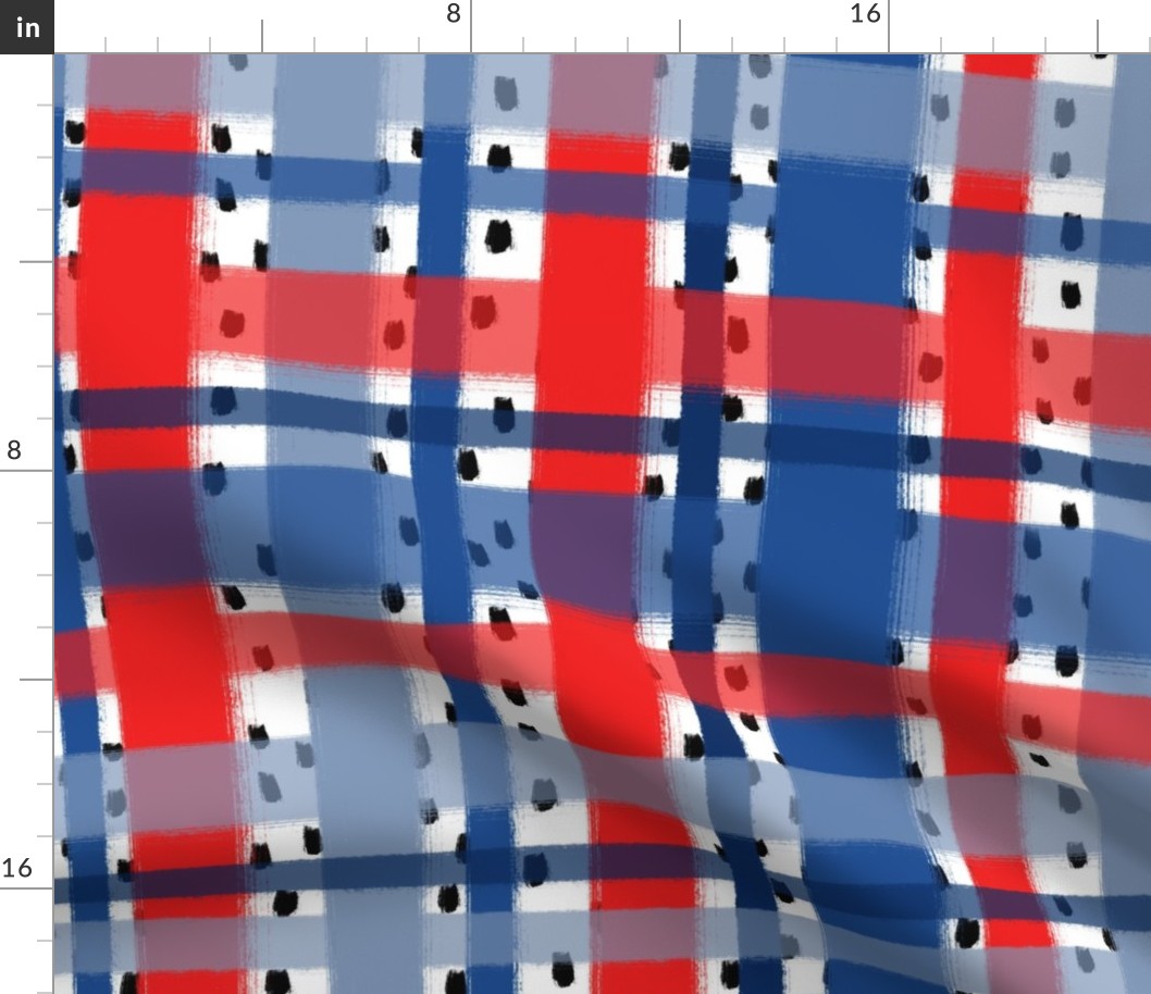 XL Scale - Fourth of July Patriotic Painted Dot Plaid