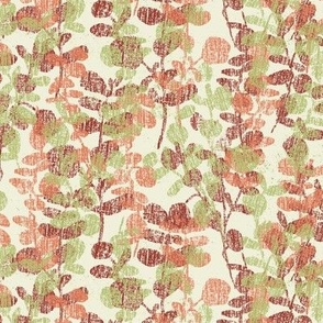 Jane Skirrow Eucalypt Silhouette Cream, Green, Orange, Brick Red