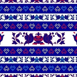 European Folk, Etno Floral Motif with the Birds and Ornaments