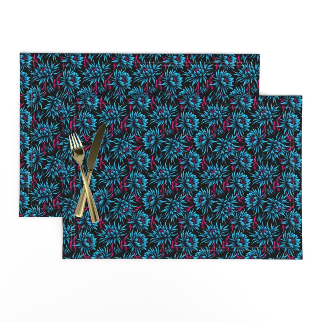 Night Blooms - Teal - Small Scale