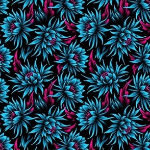 Night Blooms - Teal - Small Scale