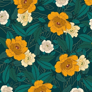 Pretty Peonies yellow large scale 24''