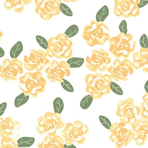 (large) Roses golden yellow on white 