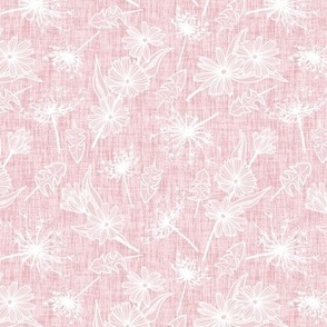 White Summer Weeds on Cotton Candy Woven Texture