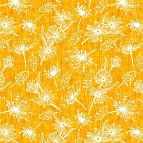 White Summer Weeds on Marigold Woven Texture