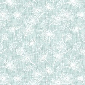 White Summer Weeds on Sea Glass Woven Texture