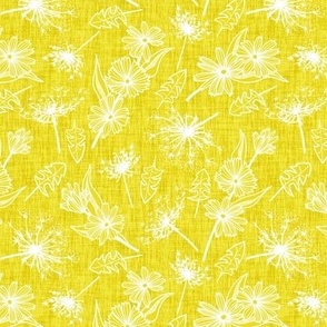 White Summer Weeds on Deep Yellow Woven Texture