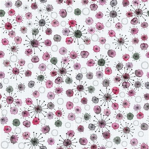 Water Color Flowers Pink on Woven