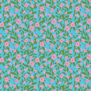 Twining Flowers on Turquoise(Small)