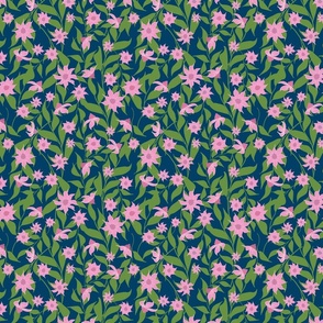 Twining Flowers on Navy(Small)