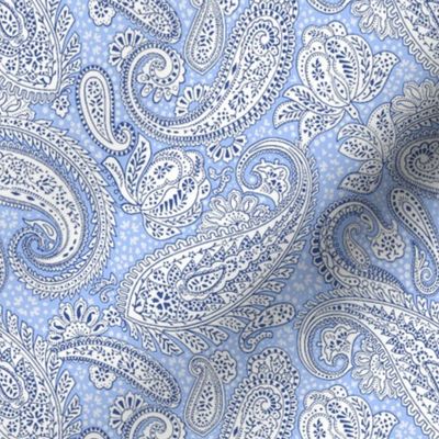 very small Paisley Positivity - light blue and white
