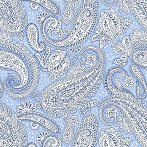 very small Paisley Positivity - light blue and white