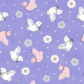 Mod Pastel Doves (lilac) small // Petal Solids Candy 