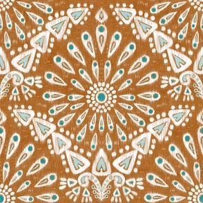 Dandelion Ikat (bronze - mint - peacock) medium 