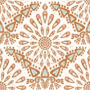 Dandelion Ikat (white - bronze - coral - mint) XL