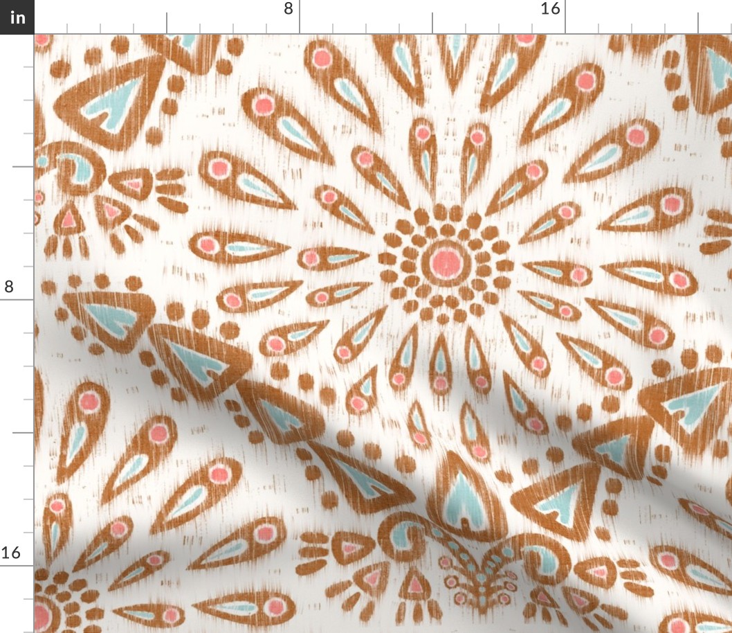 Dandelion Ikat (white - bronze - coral - mint) XL