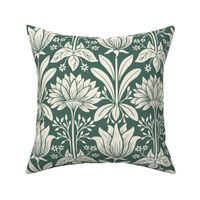 Tulip Damask - Large - Cream, Pine