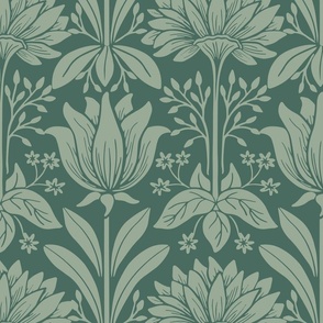 Tulip Damask - Extra Large - Sage, Pine