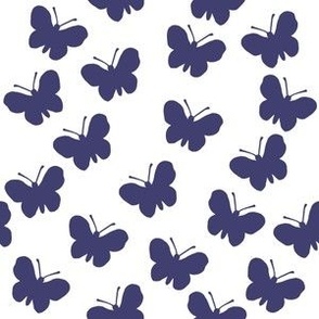 Navy blue butterflies on white (medium)